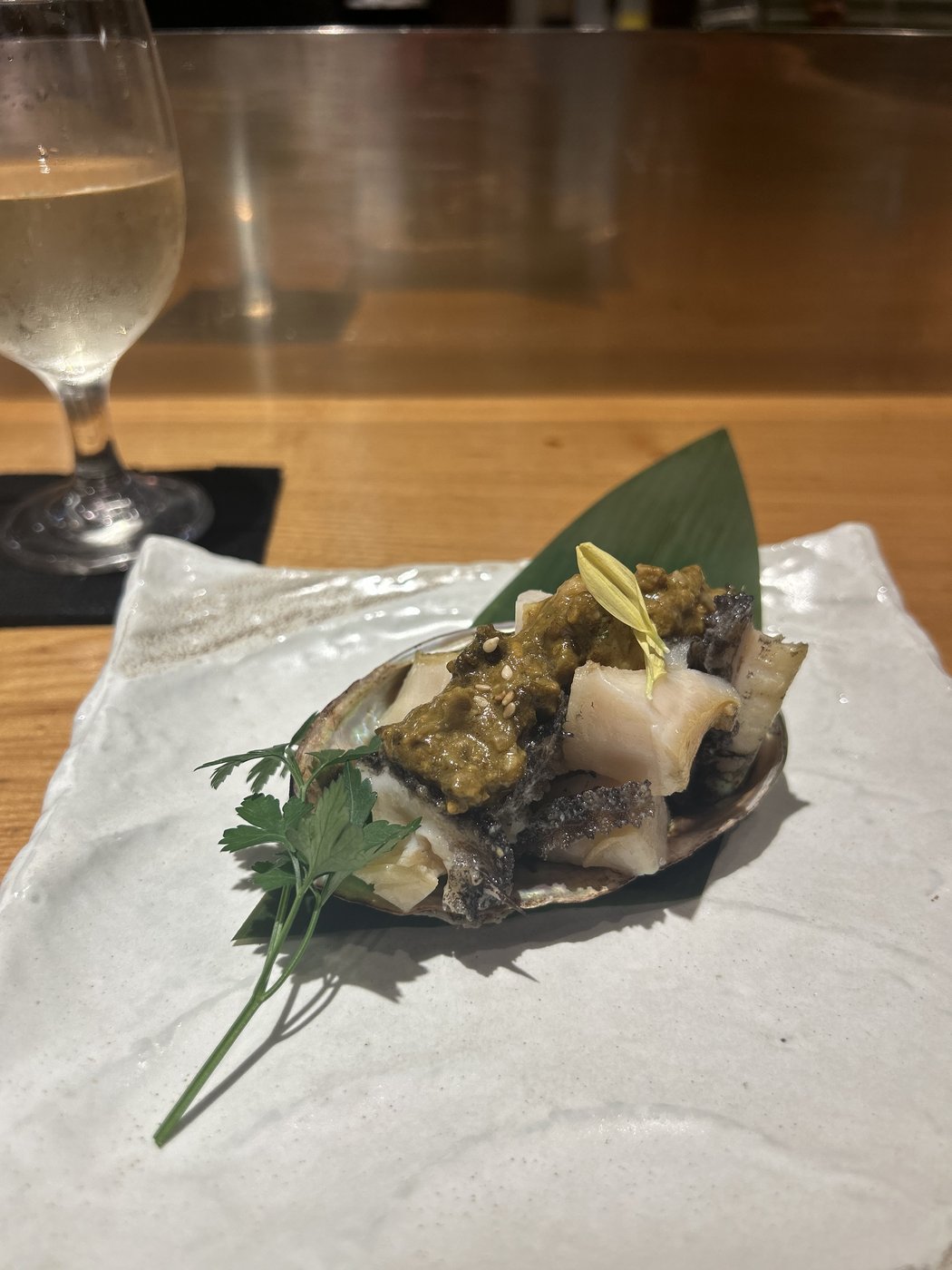 あわびステーキ　焦がしバターソース